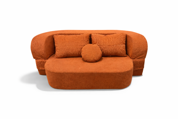 FlexiRest Sofa Cum Bed – Rust Orange HR Foam Comfort Lounger