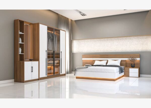 ZEOY Premium Bedroom Set – Lyon Cedar & Linen White Finish