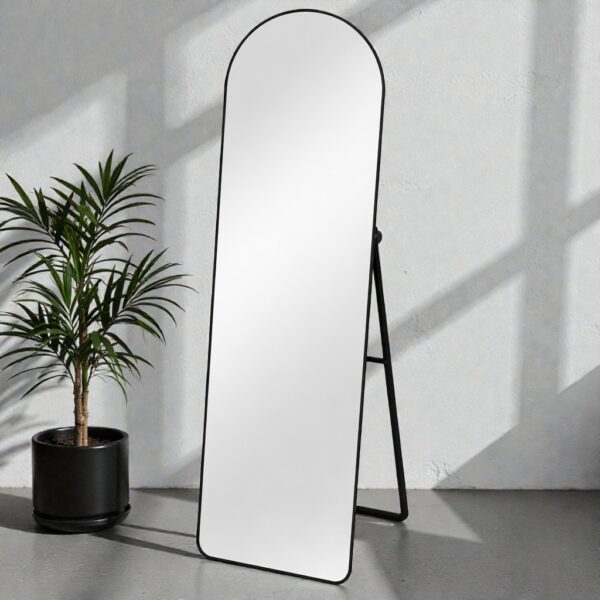 ArcLine Premium Full-Length Floor Mirror – Matte Black Metal Frame with Stand
